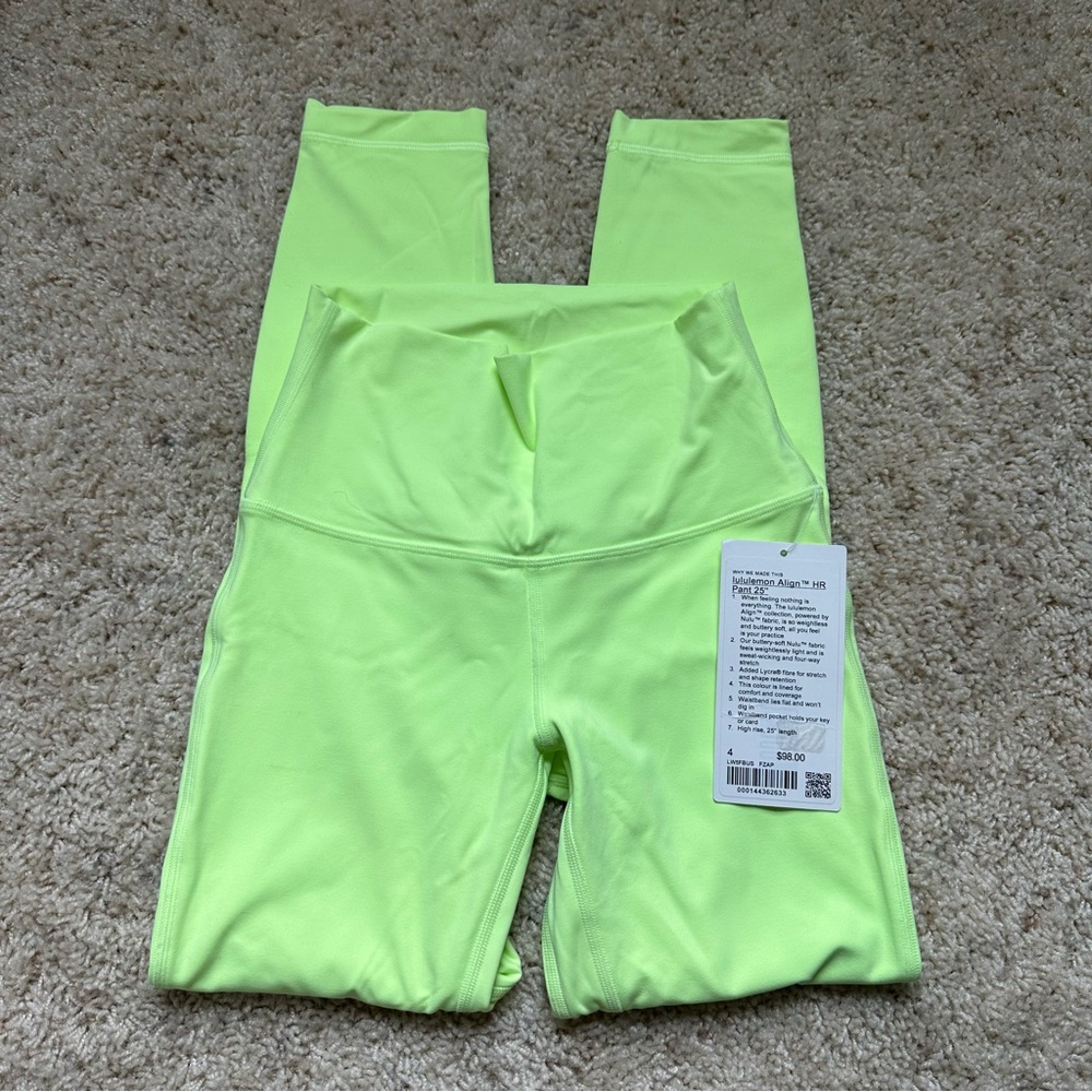 NWT Lululemon Align Pant 25” Faded Zap Size 4